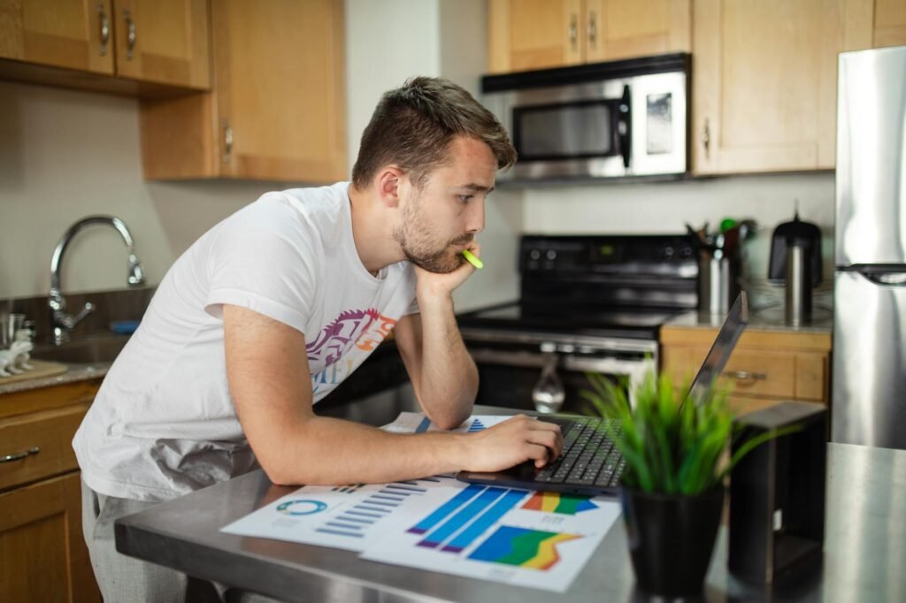 tradesperson setting up online presence to get first customers