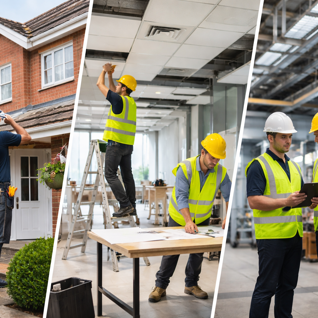 domestic vs commercial vs industrial work tradespeople UK