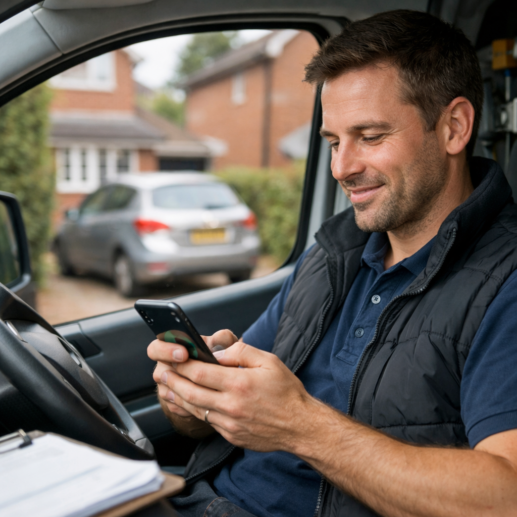 tradesman following up with repeat customer by WhatsApp UK