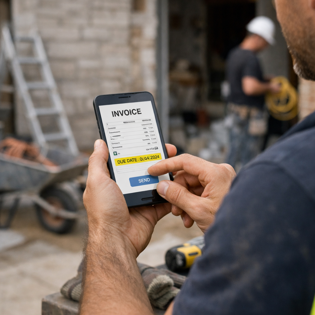 tradesman sending invoice immediately on completion of job UK