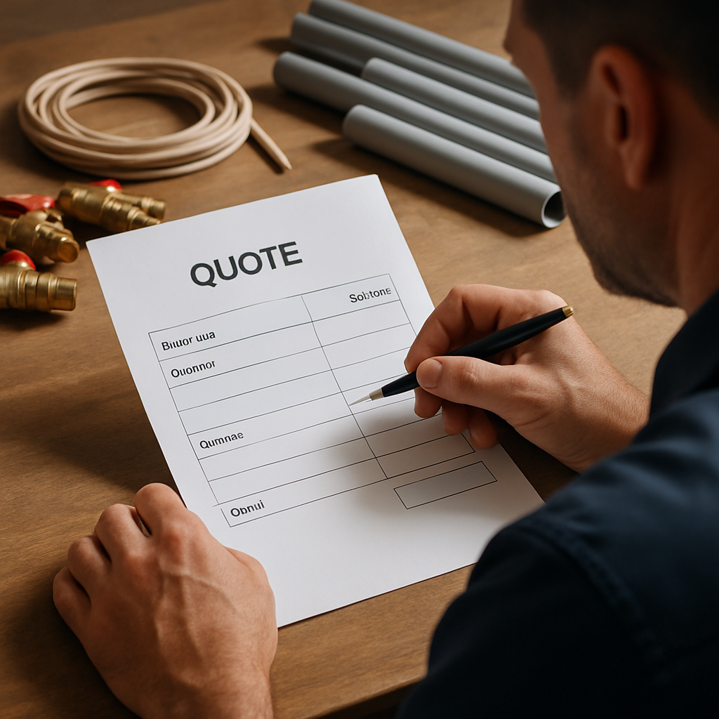 quote template separating materials and labour tradesperson
