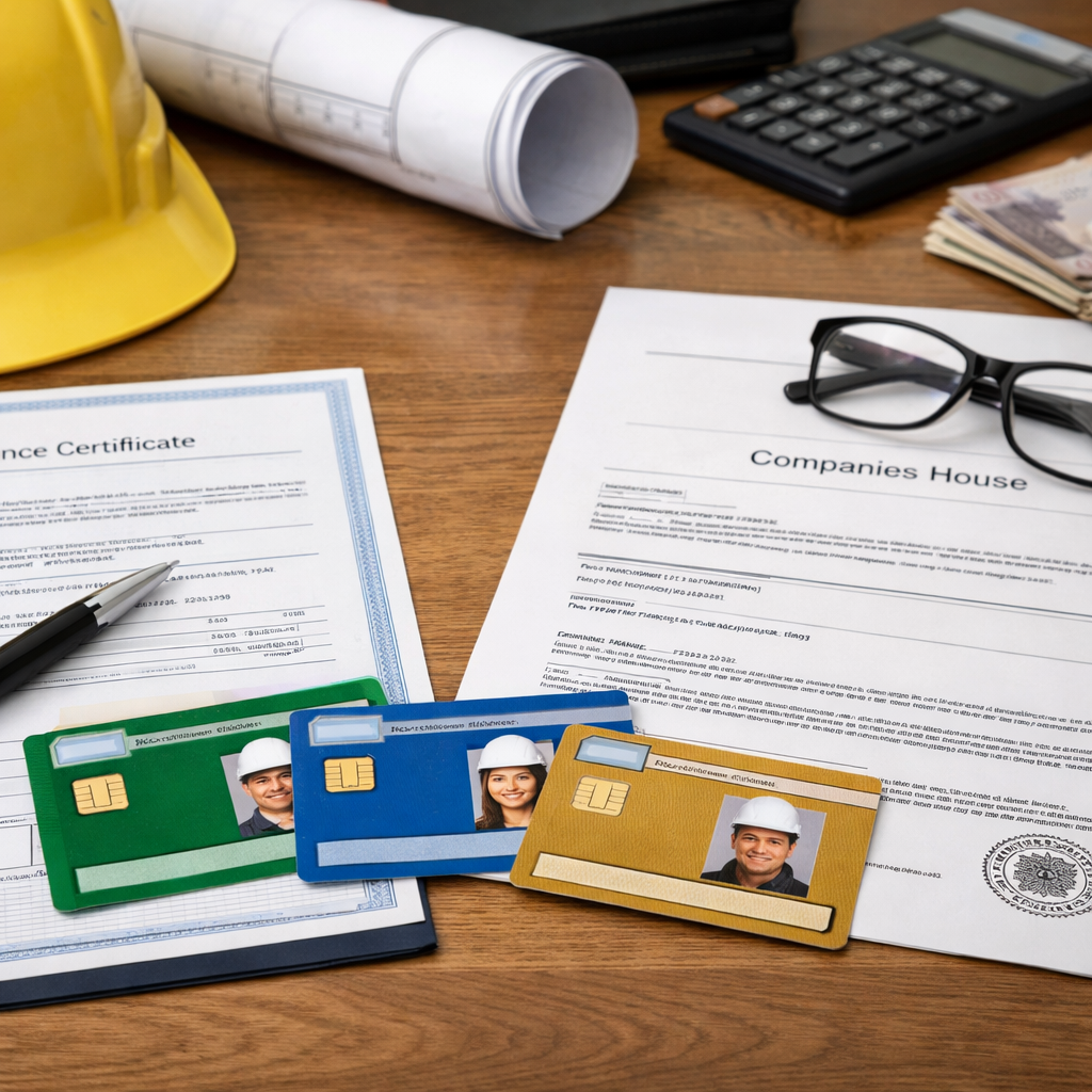 construction company licences permits insurance documents UK
